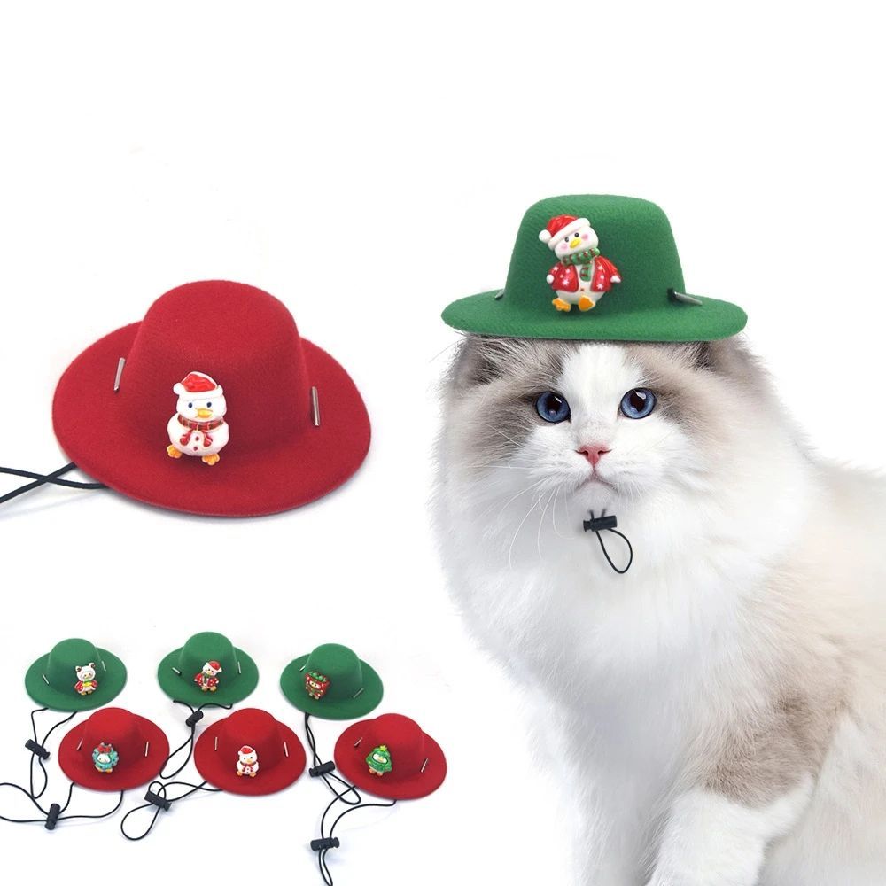 Pet Christmas Hat Felt Cloth Soft Cute Decorate Cosplay Dog Clothing Accessories Cat Festival Grooming Hat Supplies New Year