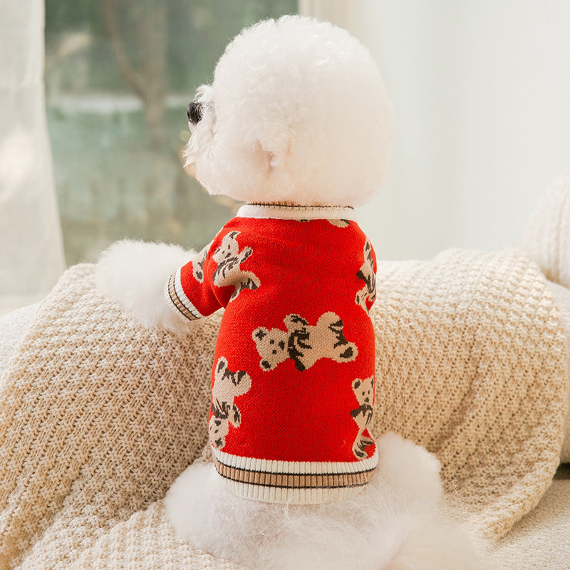 Dog Sweaters Are Cute Bear Pattern Dog Clothes For Puppies, Warm Dog Coats For Winter, Chihuahua Dog Clothing, And Lightweight Sweaters For Pet Cats In Autumn