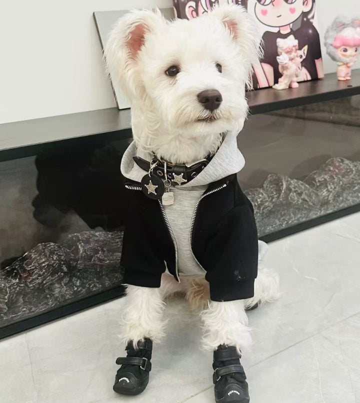Dog Clothes Fake Two-Piece AutumnWinter Warmth Schnauzer Bichon Teddy Shiba Inu Westie Pet Hooded Sweatshirt