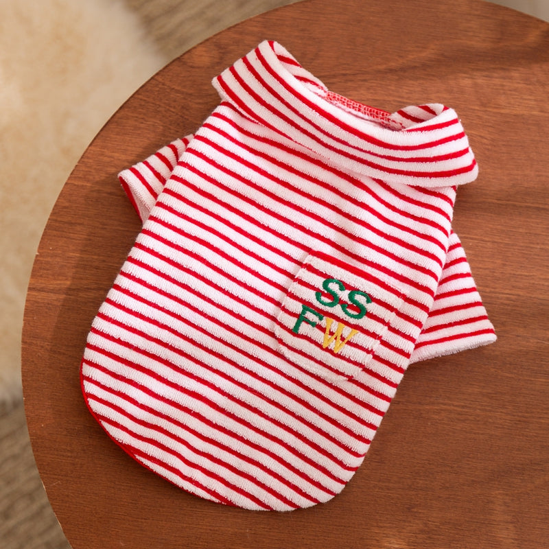 Autumn And Winter New Two-legged Warm Fleece Clothing For Pets, Small And Medium-sized Dogs, Dogs, Cats, Bichon Frises And Puppies, Striped Clothes