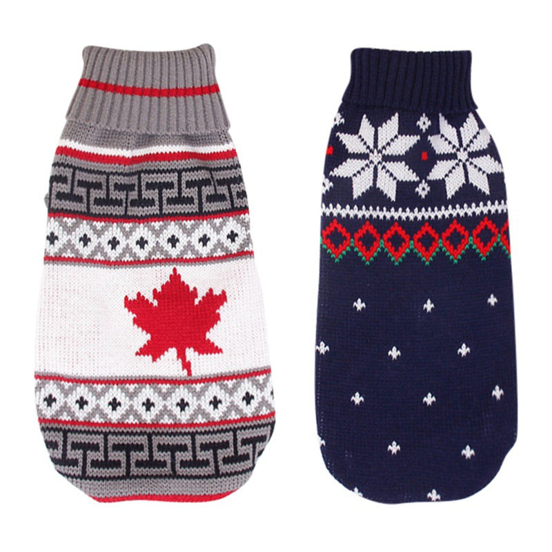 Christmas Turtleneck Knitting Sweater Dog Clothing