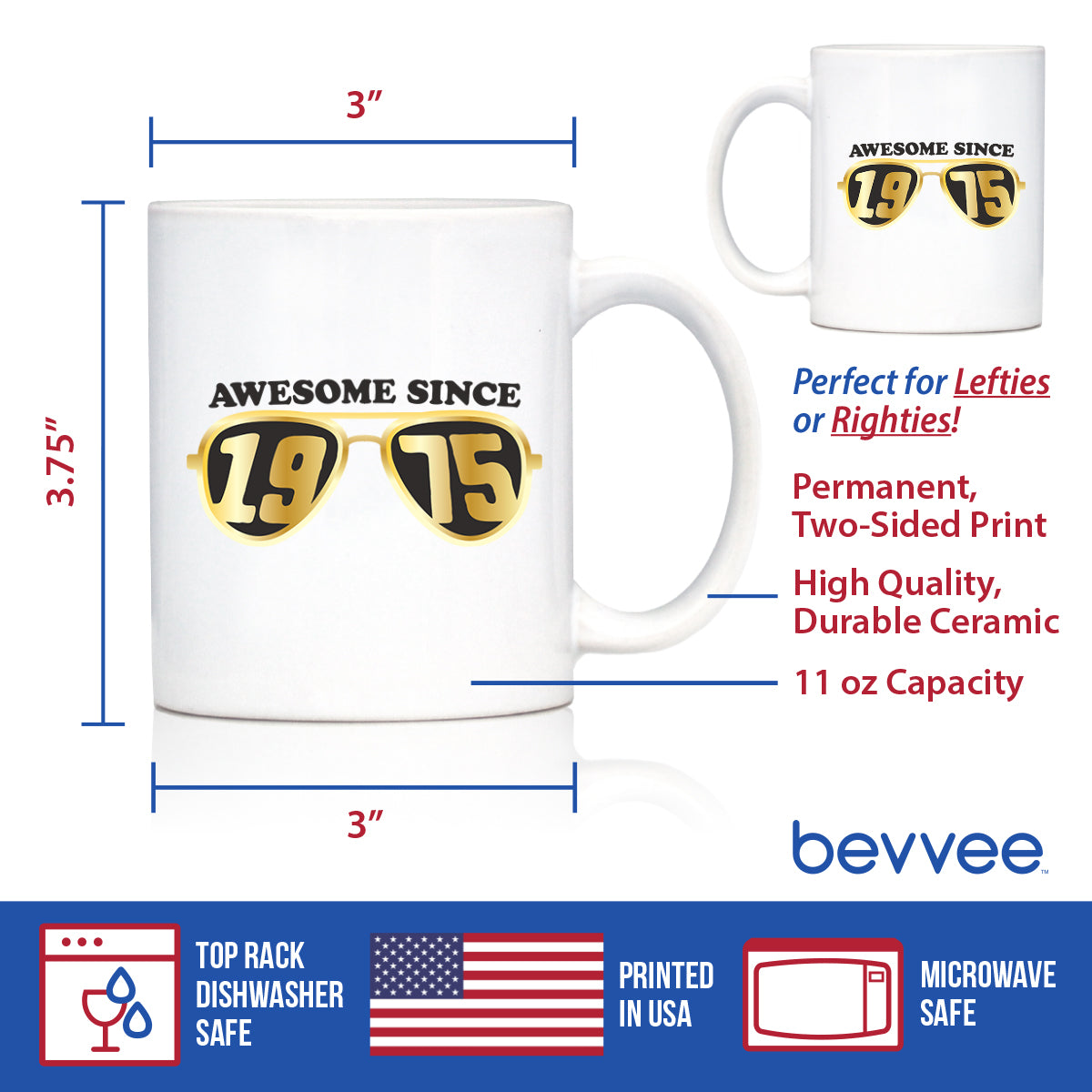 Awesome Since 1975 Coffee Mug 50th Birthday Gift Ideas White Ceramic Coffee Cup