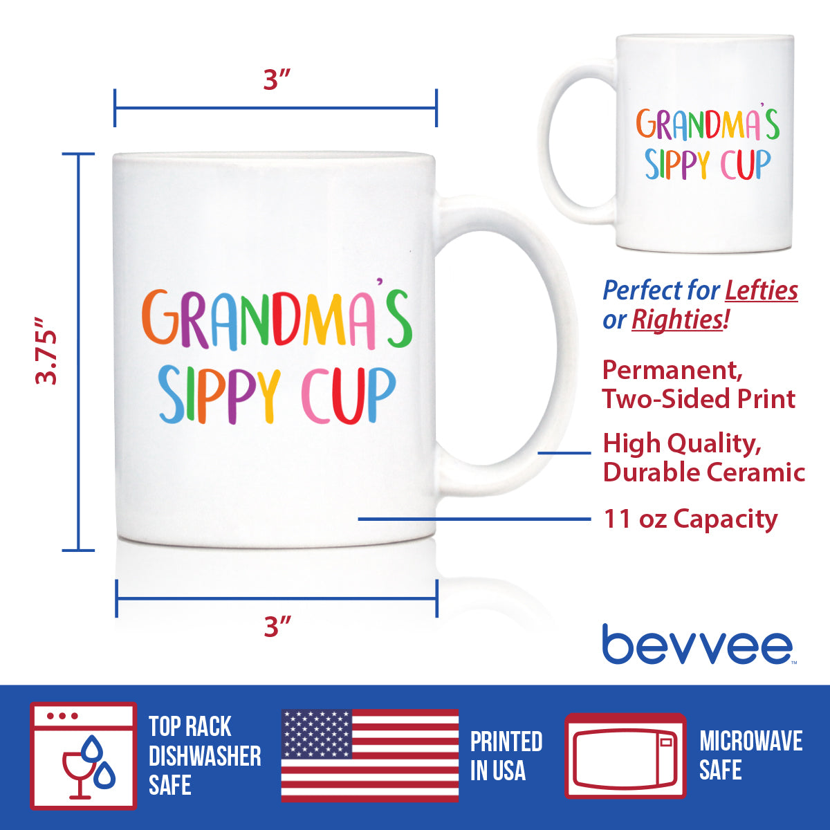Grandma's Sippy Cup - Coffee Mug Gift for Grandmothers - Cute Birthday Cups