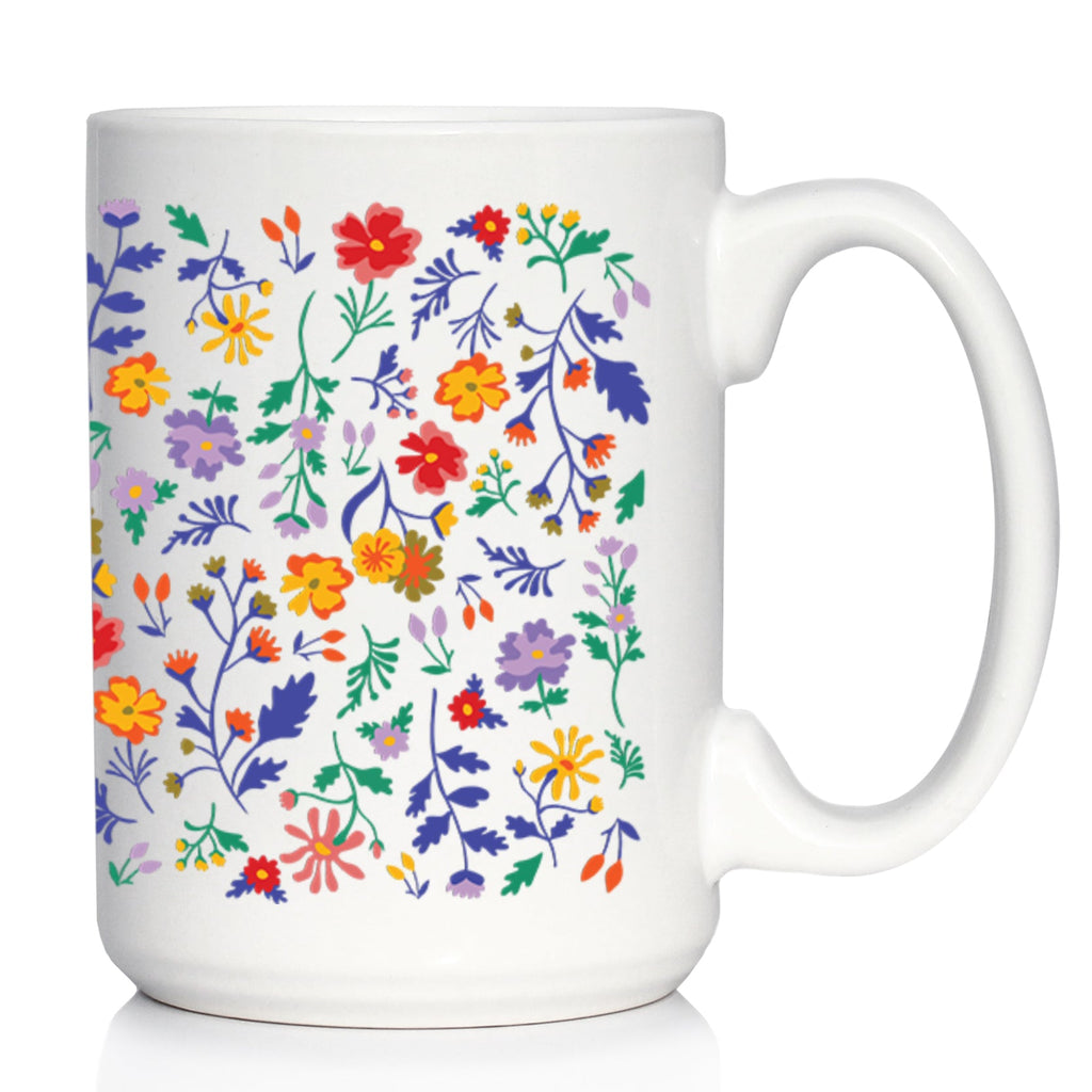Spring Floral Coffee Mug Flower Gifts for Women White Ceramic Coffee Cup