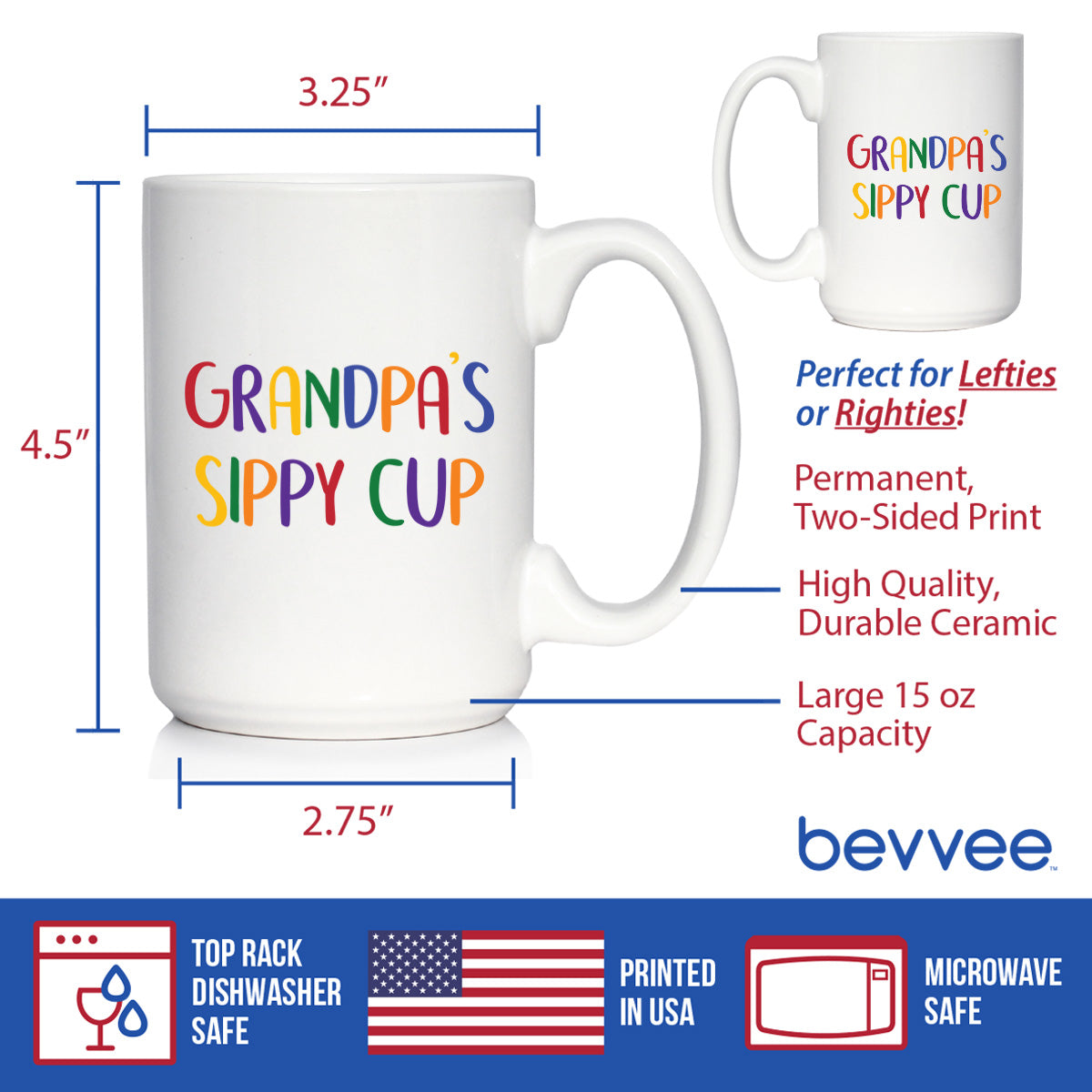 Grandpa's Sippy Cup - Coffee Mug Gift for Grandfathers - Fun Birthday Cups