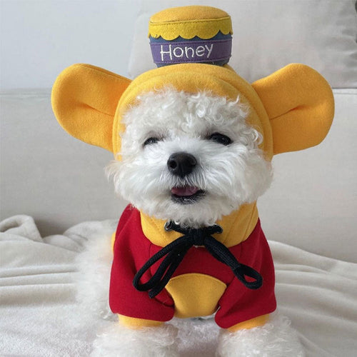 Autumn And Winter New Dog Sweater Winnie The Pooh Transfiguration Thin Cat Two-Piece Small And Medium-Sized Dog Pet Clothes
