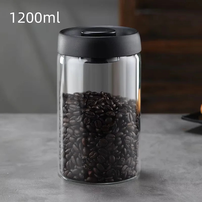 Coffee Jar Manual Vacuum Moisture Proproof Storage Jar Kitchen High Borosilicate Glass Tea Jar Coffee Bean Storage Sealed Jar