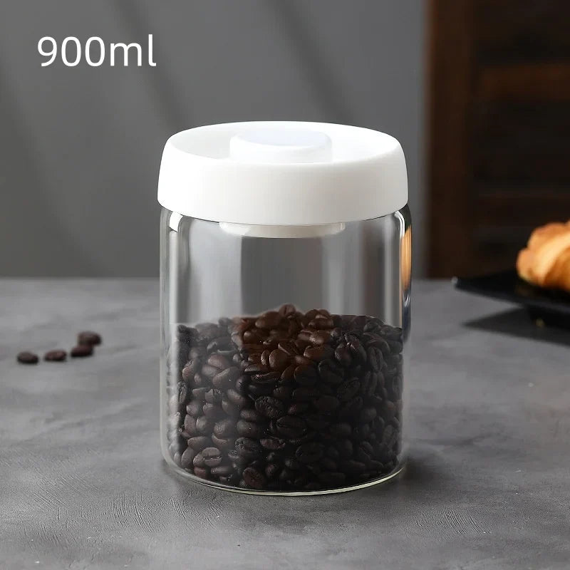 Coffee Jar Manual Vacuum Moisture Proproof Storage Jar Kitchen High Borosilicate Glass Tea Jar Coffee Bean Storage Sealed Jar