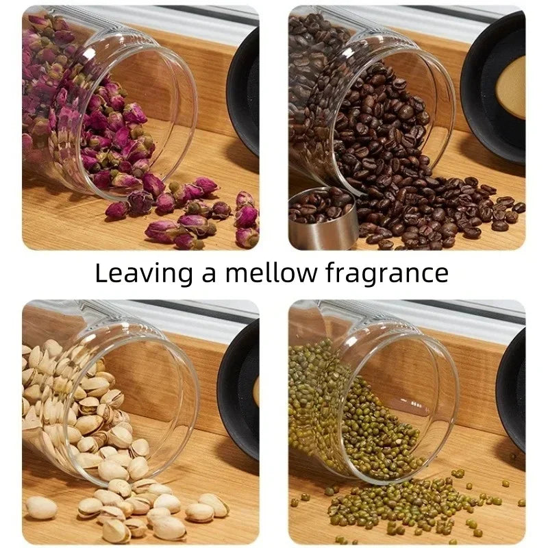 Coffee Jar Manual Vacuum Moisture Proproof Storage Jar Kitchen High Borosilicate Glass Tea Jar Coffee Bean Storage Sealed Jar