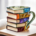 Painted Book Coffee Cup Unique Book Stacking Coffee Cup