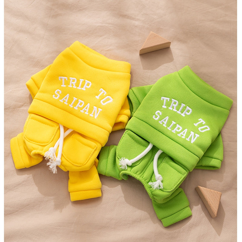 Puppy Clothes, Four-legged Warm Hoodie For Autumn And Winter, Thin Fleece Teddy Bear Cat Pet Clothes For Small And Medium-sized Dogs