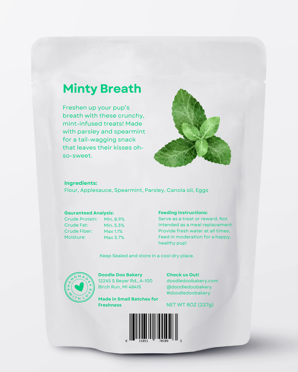 🍃Homemade Dog Treats - Minty Breath Blend Dog Snacks 1/2lb.