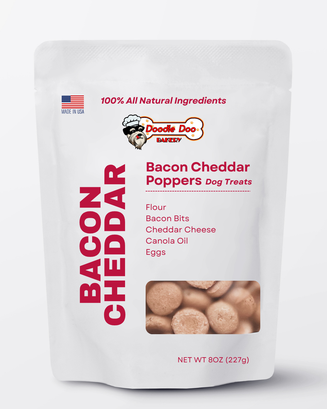 🥓 Homemade Dog Treats -  Bacon Cheddar Poppers Treat 1/2lb